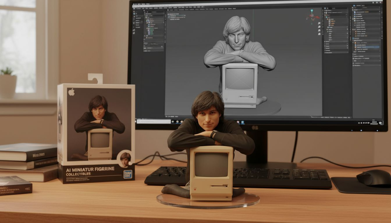 Figur koleksi miniatur Steve Jobs yang dibuat dengan nano-banana